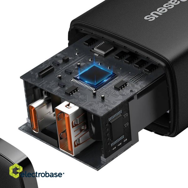 Baseus Compact Quick Charger, USB, USB-C, 20W (black) image 5