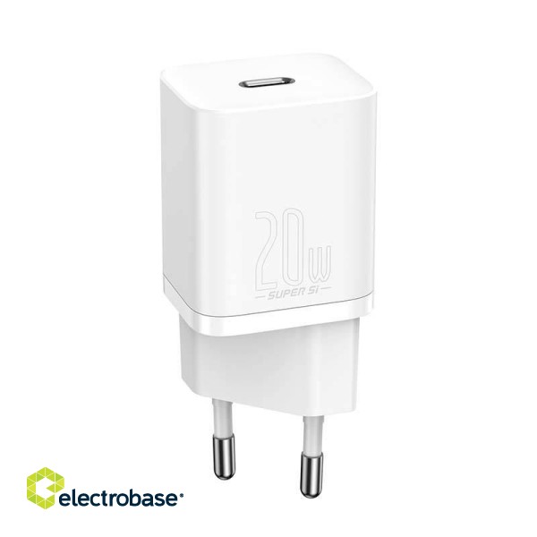 Baseus Super Si Quick Charger 1C 20W with USB-C cable for Lightning 1m (white) paveikslėlis 4