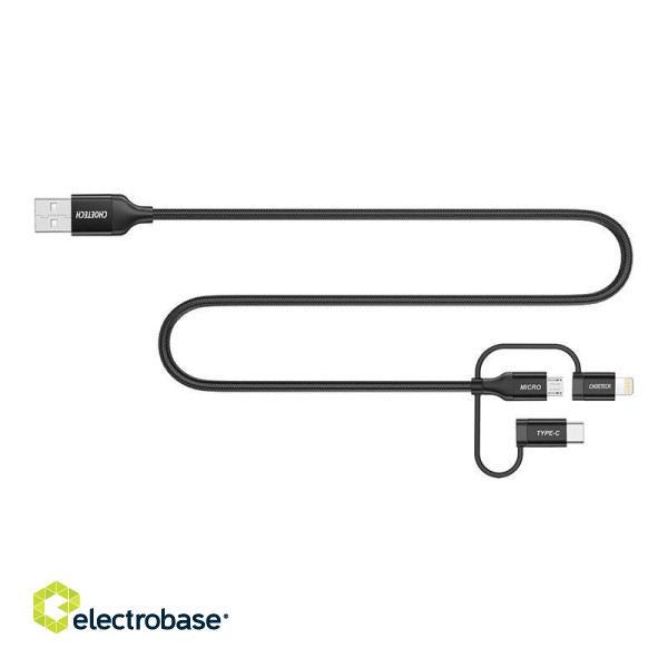 Cable Choetech IP0030, MFi 3in1, USB-A/Lightning/Micro USB/USB-C, 5V, 1,2m (black) paveikslėlis 3