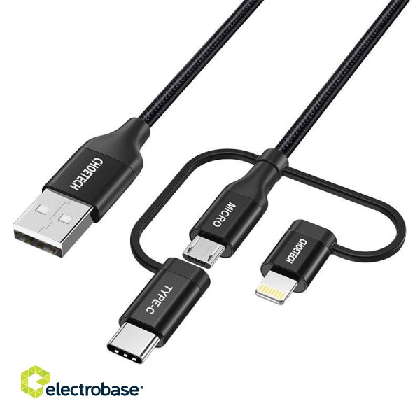 Cable Choetech IP0030, MFi 3in1, USB-A/Lightning/Micro USB/USB-C, 5V, 1,2m (black) image 4