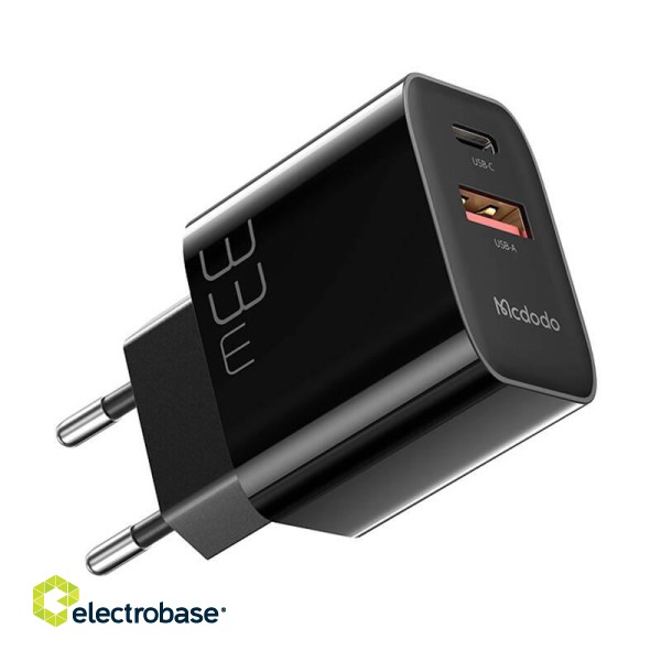 Charger GaN 33W Mcdodo CH-0921 USB-C, USB-A (black) paveikslėlis 1