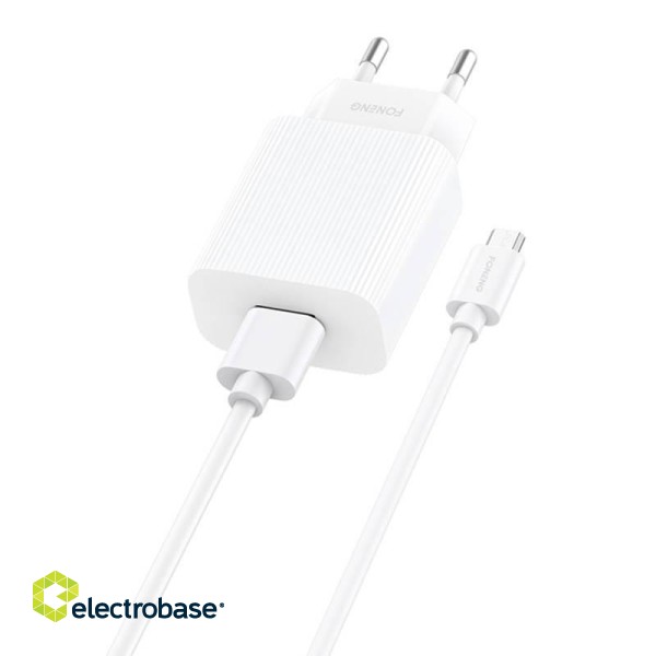 Fast charger Foneng EU28, 1xUSB, QC 3.0 + Cable USB Micro фото 1