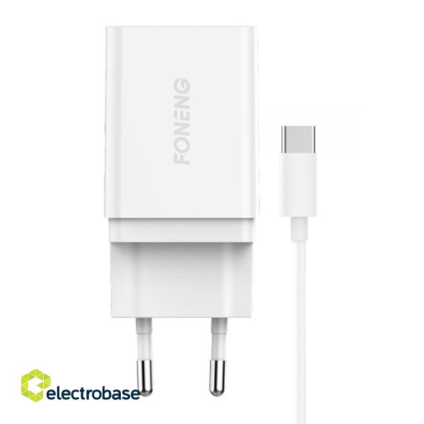 Fast charger Foneng 1x USB K300 + USB to USB-C cable фото 1