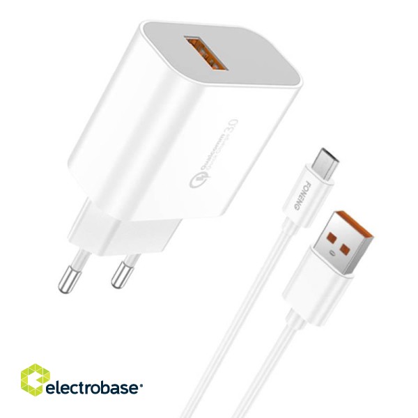 Fast charger Foneng 1x USB QC 3.0 EU46 + USB Micro cable image 1