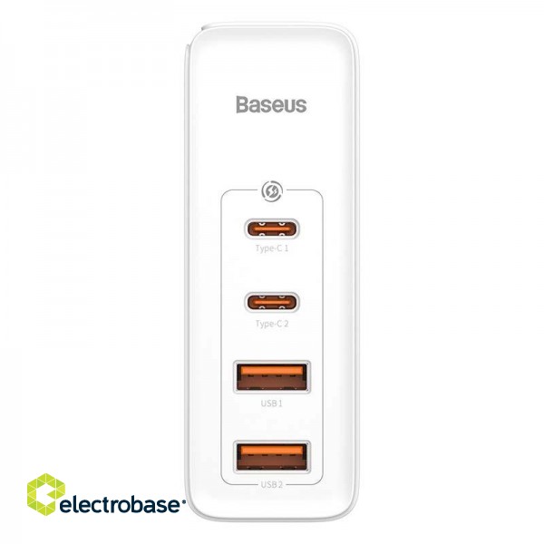 Travel Charger Baseus GaN2 Pro Quick  2x USB + 2x USB-C, 100W, EU (white) image 5