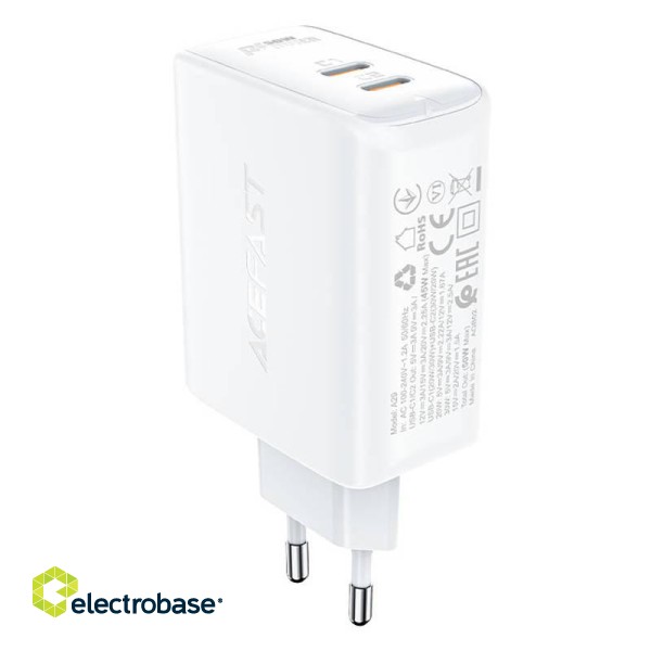 Wall charger Acefast A29 PD50W GAN, 2x USB, 50W (white) image 1