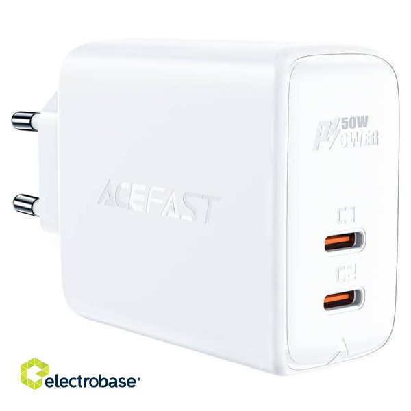 Wall charger Acefast A29 PD50W GAN, 2x USB, 50W (white) image 2