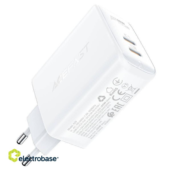 Wall charger Acefast A29 PD50W GAN, 2x USB, 50W (white) image 3
