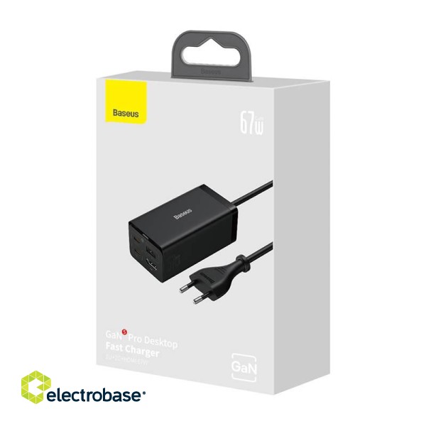 Wall charger Baseus GaN5 Pro 2xUSB-C + USB + HDMI, 67W (black) image 7