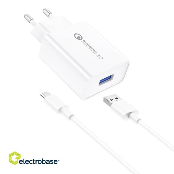 Wall Charger Foneng EU13  + USB to Micro USB Cable, 3A (White)