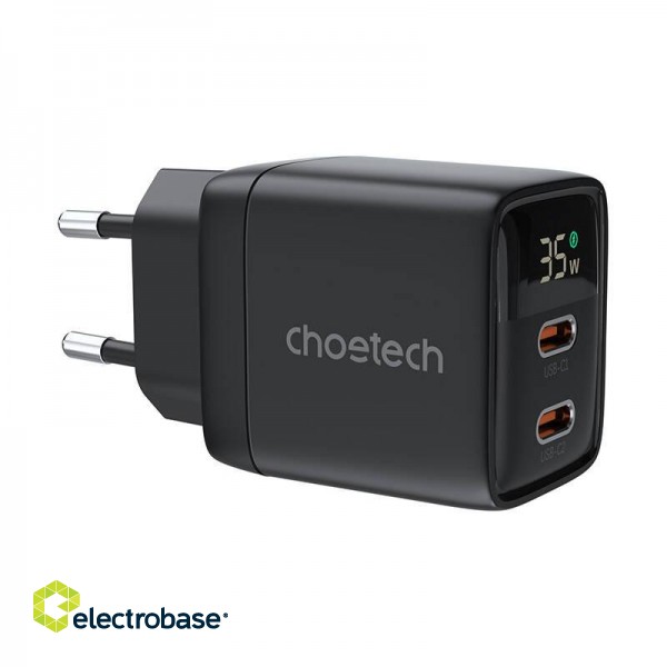 Wall charger GAN3 USB-C+C PD35W Choetech PD6051 (black) image 1