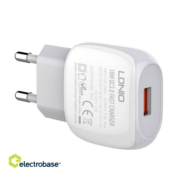 Wall charger  LDNIO A1307Q 18W +  Lightning cable image 5
