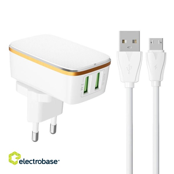 Wall charger  LDNIO A2204 2USB + Micro USB cable фото 1