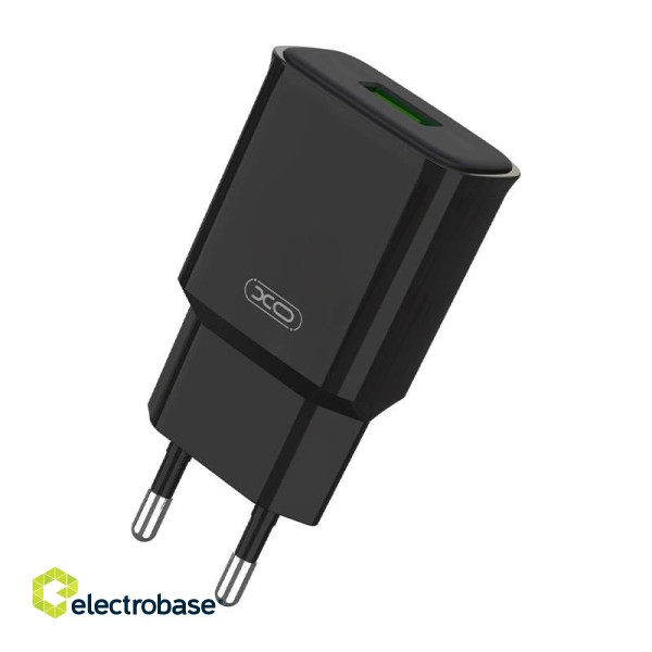 Wall charger XO L92D, 1x USB, 18W, QC 3.0 (black) image 1