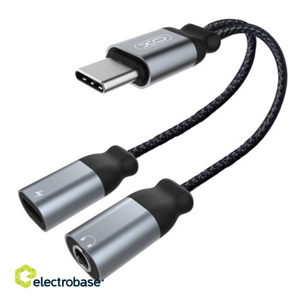 Audio adapter Type-c to Type-c + Jack 3.5mm XO NBR160B Bluetooth transfer function (black)