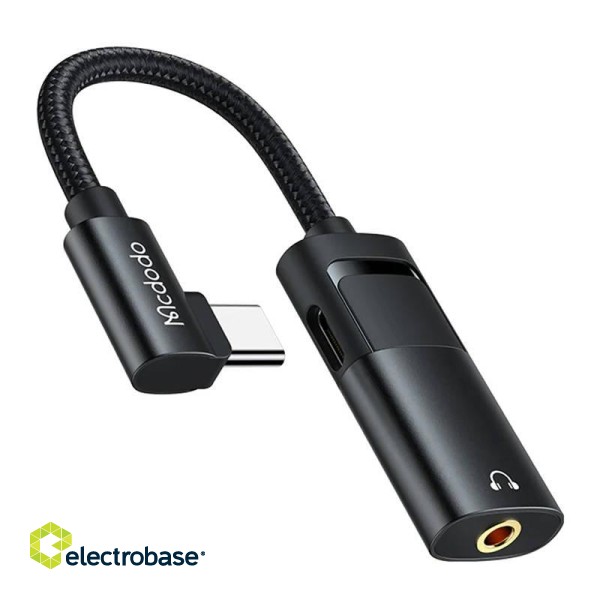USB-C to AUX mini jack 3.5mm + USB-C adapter, Mcdodo CA-1880 (black) image 2