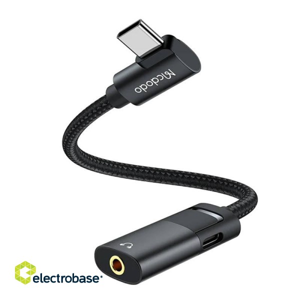 USB-C to AUX mini jack 3.5mm + USB-C adapter, Mcdodo CA-1880 (black) image 4