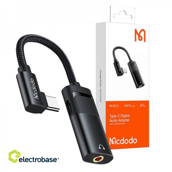 USB-C to AUX mini jack 3.5mm + USB-C adapter, Mcdodo CA-1880 (black) image 5