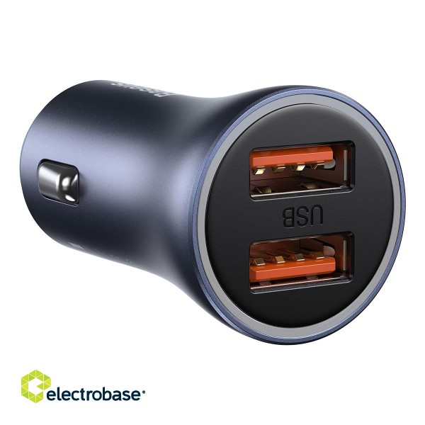 Baseus Golden Contactor Pro car charger, 2x USB, 40W (gray) paveikslėlis 1