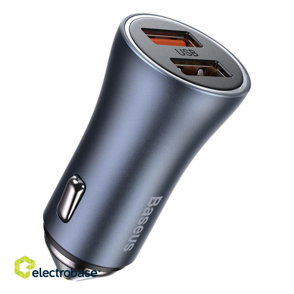 Baseus Golden Contactor Pro car charger, 2x USB, 40W (gray) paveikslėlis 4