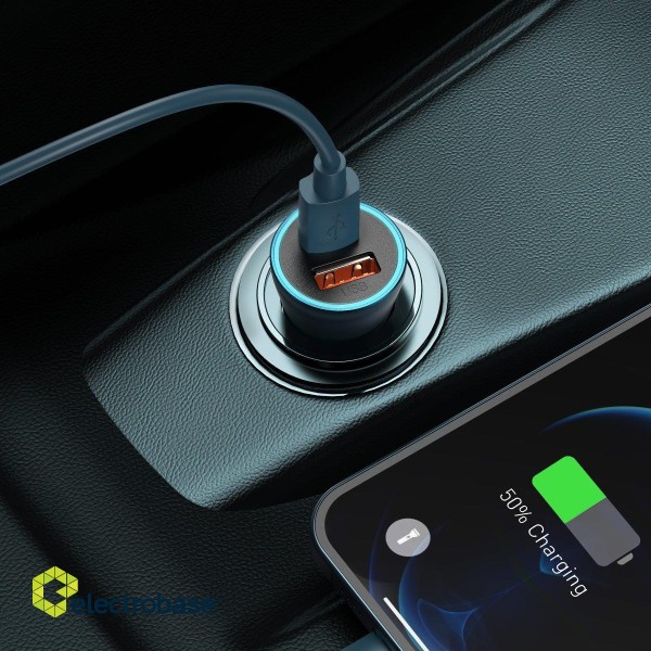 Baseus Golden Contactor Pro car charger, USB + USB-C, QC4.0+, PD, SCP, 40W (blue) + USB-C - Lightning cable 1m (blue) фото 10