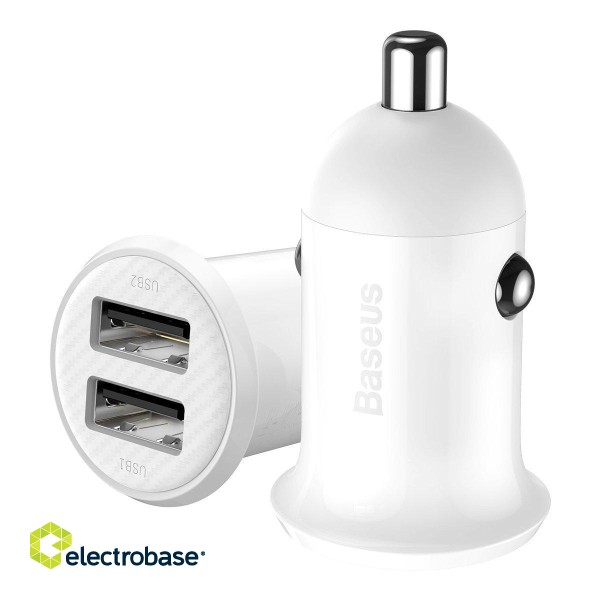 Baseus Grain Pro Car Charger 2x USB 4.8A (white) image 2