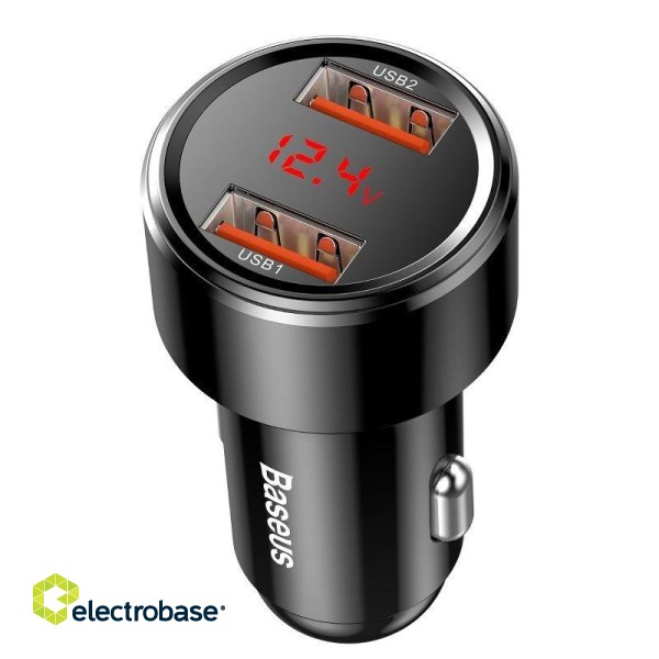 Mobilie Telefoni un aksesuāri // Car chargers // Ładowarka samochodowa baseus magic 2x usb qc 3.0 45w czarna