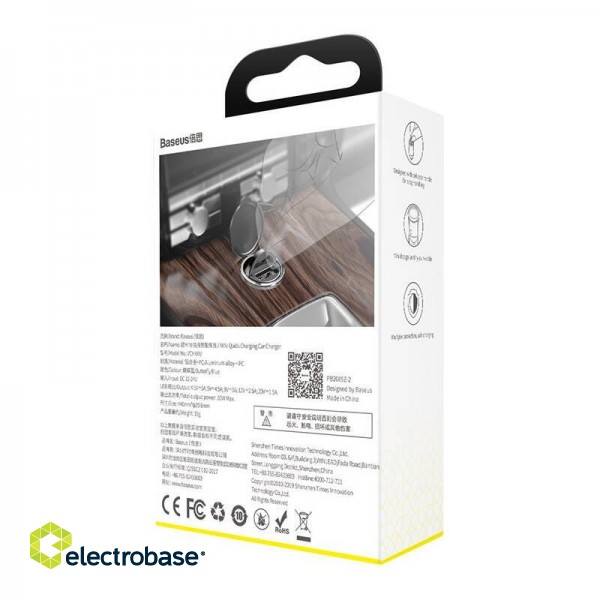 Baseus Tiny Star Mini Quick Charge Car Charger USB Port 30W Grey image 9