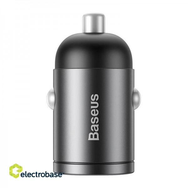Baseus Tiny Star Mini Quick Charge Car Charger USB Port 30W Grey image 1