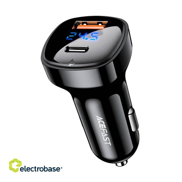 Car Charger Acefast B4, 66W, USB-C + USB, with display (black) image 1