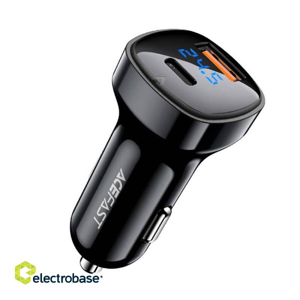 Car Charger Acefast B4, 66W, USB-C + USB, with display (black) image 3