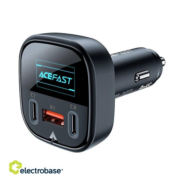Car Charger Acefast B5, 101W, 2x USB-C + USB, OLED (black) paveikslėlis 1