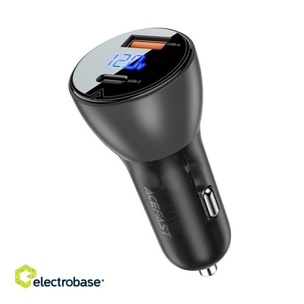 Car Charger Acefast B6 63W, USB + USB-C, with display (black) image 1