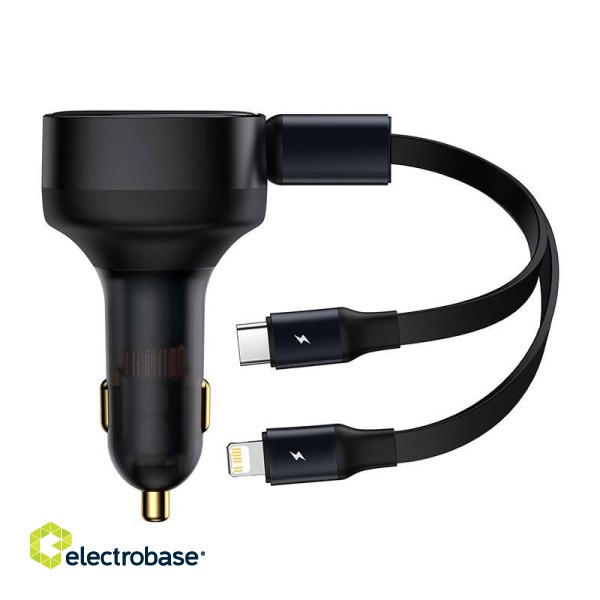 Car Charger Baseus Enjoyment with cable USB-C + Lightning 3A, 30W (Black) image 1