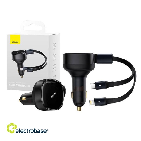 Car Charger Baseus Enjoyment with cable USB-C + Lightning 3A, 30W (Black) image 6