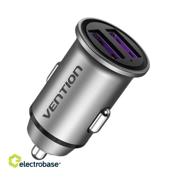Car Charger 2x USB Vention FFEH0 30W Gray фото 1