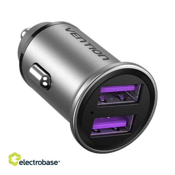 Car Charger 2x USB Vention FFEH0 30W Gray image 2