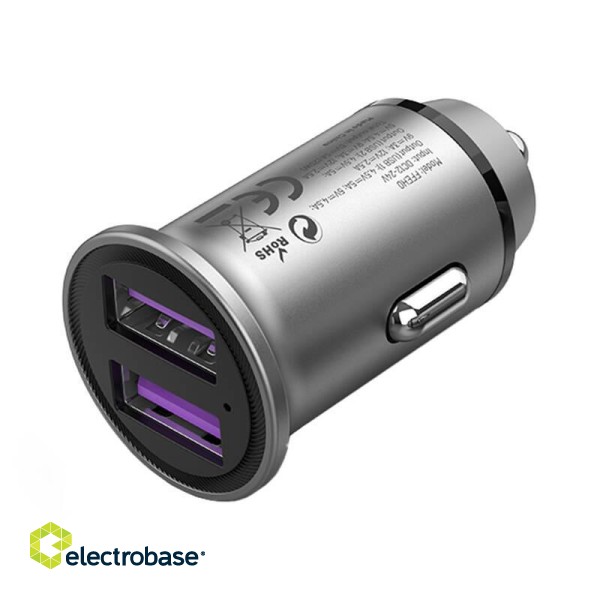 Car Charger 2x USB Vention FFEH0 30W Gray image 4