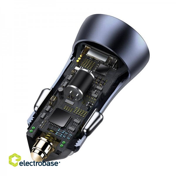 Ładowarka samochodowa Baseus Golden Contactor Pro, USB + USB-C, QC4.0+, PD, SCP, 40W (szara) + kabel USB do USB-C 1m (czarny) фото 6