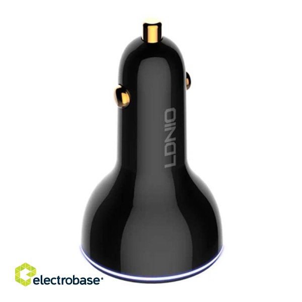 LDNIO C102 Car Charger, USB + 2x USB-C, 160W + USB to Micro USB Cable (Black) image 6