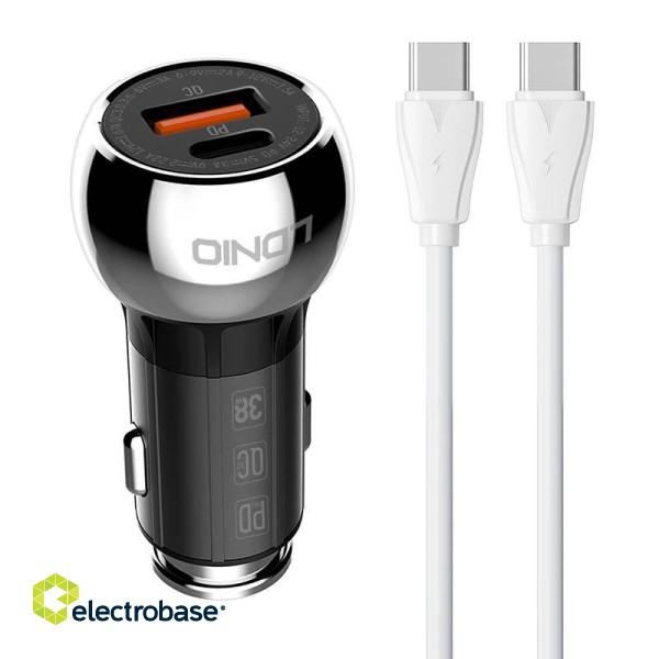 LDNIO C1 USB, USB-C Car charger + USB-C - USB-C Cable image 1