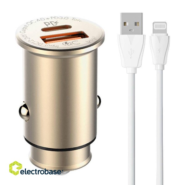 LDNIO C506Q USB, USB-C Car charger + Lightning Cable image 1
