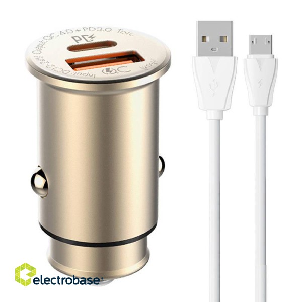 LDNIO C506Q USB, USB-C Car charger + MicroUSB Cable image 1