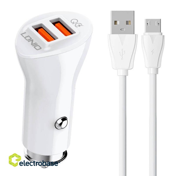 LDNIO C511Q 2USB Car charger + MicroUSB cable image 1