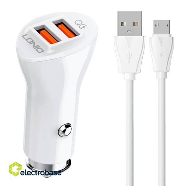 LDNIO C511Q 2USB Car charger + MicroUSB cable paveikslėlis 1