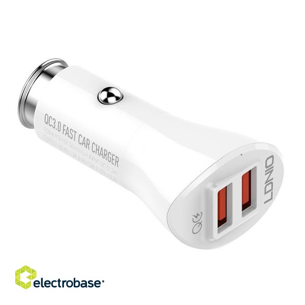 LDNIO C511Q 2USB Car charger + Lightning cable фото 3