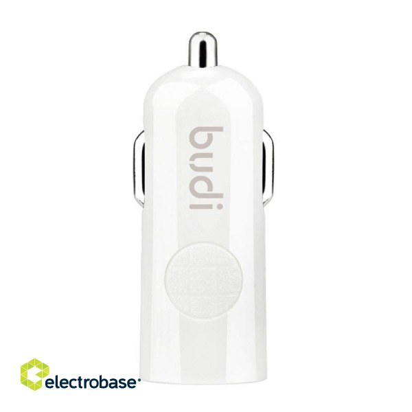 LED car charger Budi 1xUSB-A, 2.4A (white) фото 1