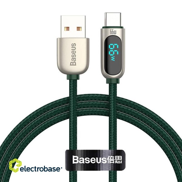 Baseus Display Cable USB to Type-C, 66W, 1m (green) image 1