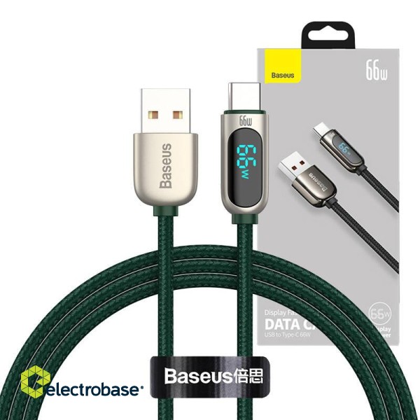 Baseus Display Cable USB to Type-C, 66W, 1m (green) image 8