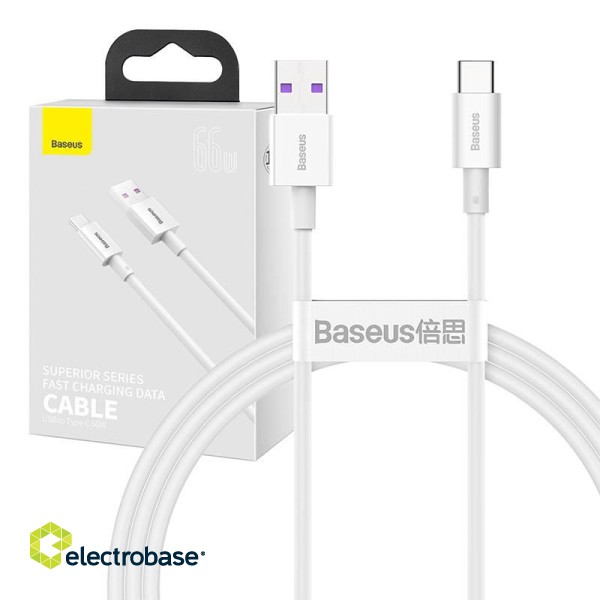 Baseus Superior Series Cable USB to USB-C, 66W, 1m (white) image 1